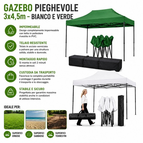 Gazebo pieghevole 3x4 pop - 3x4,5m,